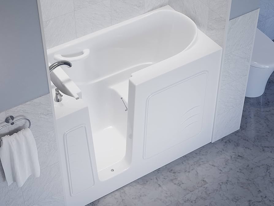 ▼ ben ANZZI Walk In Tub 53'' x 26'' Left Drain Soaking in White